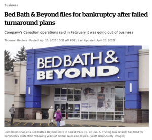 Bed Bath & Beyond, now out of business, has left many vacant stores.