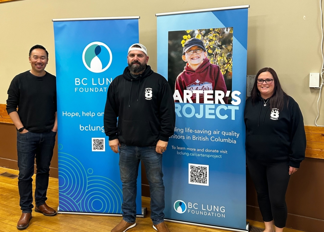 Christopher Lam, left, President and CEO of BC Lung, and his team working hard to bring life-saving initiatives like Carter's Project to life.