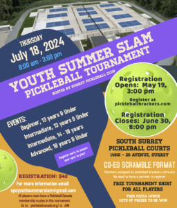 Youth Summer Slam Pickleball Tournament